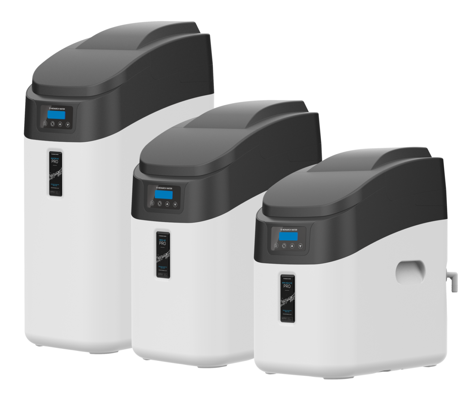 Range of Monarch water softeners for different household sizes